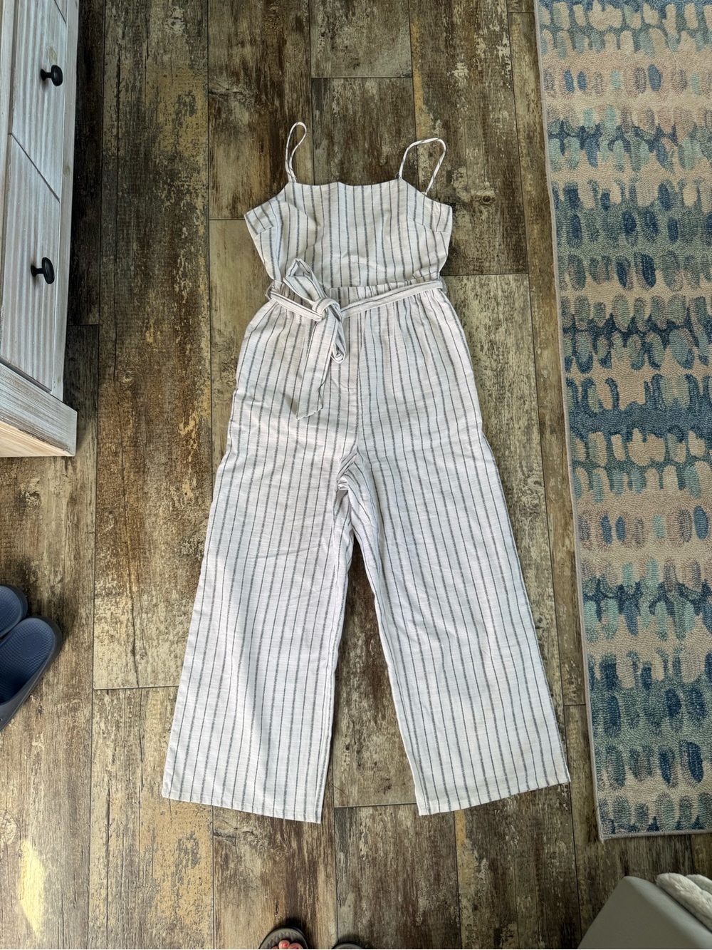 2 for $30 sale: Copper Key white pinstriped cotton jumpsuit - S